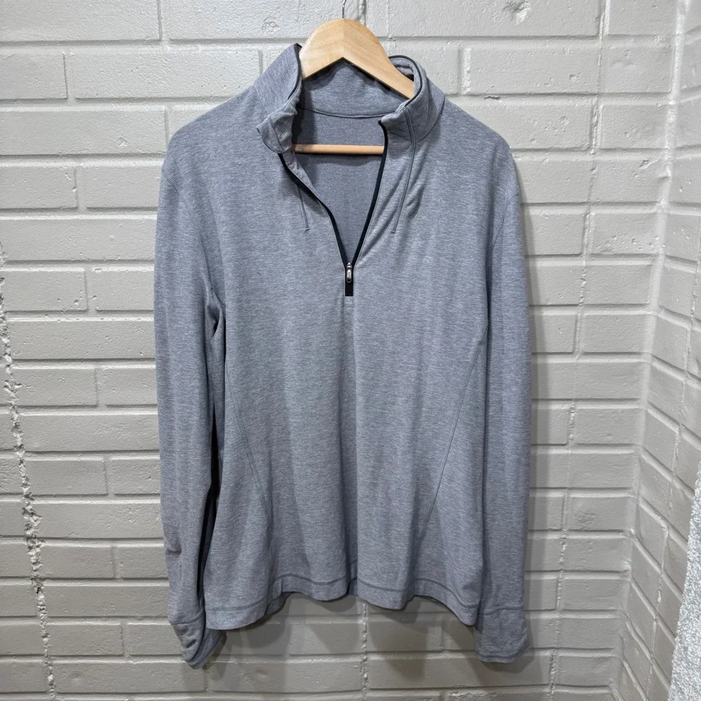 Lululemon Tech Zip Pullover Heathered Grey Long Sleeve L Running Performance
